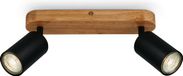 B.K.Licht Plafondspots - opbouwspot zwart met hout - draaibaar - met GU10 - 27 cm