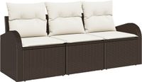 vidaXL Tuinbank Set 3-zits Bruin en wit Poly-rattan