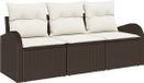 vidaXL Tuinbank Set 3-zits Bruin en wit Poly-rattan