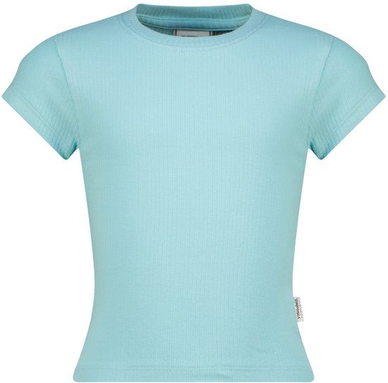 Vingino Icon-crop Rib Tee Meisjes T-shirt Aqua Splash Maat 92