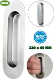 Amig - Afgeronde inbouwgreep voor schuifdeuren Mod.11 - Afmetingen: 120 x 40 mm - Hoge weerstand - Gemaakt van 18/8 roestvrij staal - Matzilver