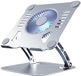 Wan GmbH Support d'ordinateur portable réglable en hauteur avec ventilateur (3 vitesses) - Pad de refroidissement rotatif à 360° en aluminium pour ordinateur portable de 10 à 15 pouces