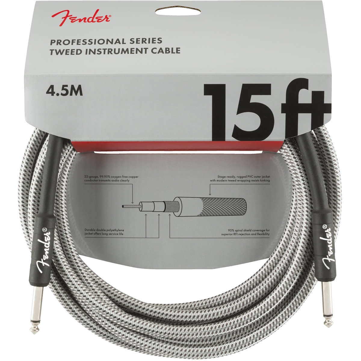 Fender Professional Tweed instrumentkabel 4.5 meter wit