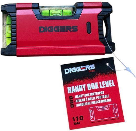 Diggers Magnetic Torpedo Level 11cm Red Aluminium