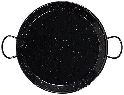 Vaello La Valenciana Honda Schoorsteen Paneel Geëmailleerde Stalen Sling Pan - 38 cm - Zwart