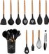 Royal Swiss® keukengerei set 12-delige Met Houder – Hittebestendig tot 210°C – Zacht Handvat – Zwart