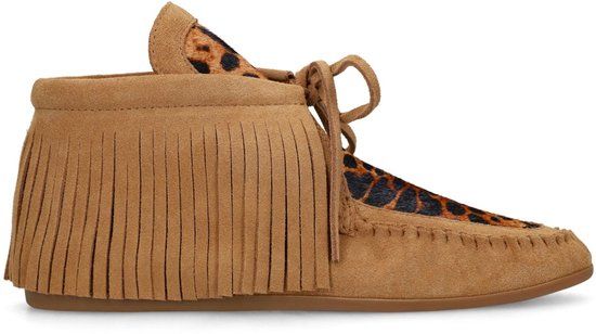 Manfield Dames Cognac Suède Enkellaarsjes Maat 38