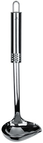 FACKELMANN Sauslepel 30 cm ovaal handvat, keukenhulp met ergonomische handgreep, soeplepel van roestvrij staal (kleur: zilver), aantal: 1 exemplaar