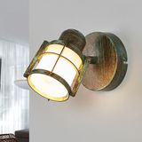 Lindby Wandlamp Glas Metaal Wit Kopergroen E14