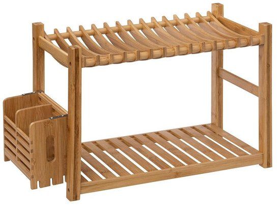 5Five Afdruiprek Bamboe met bestekhouder - 2 Levels - Wandafdruiprek - Afwasrek
