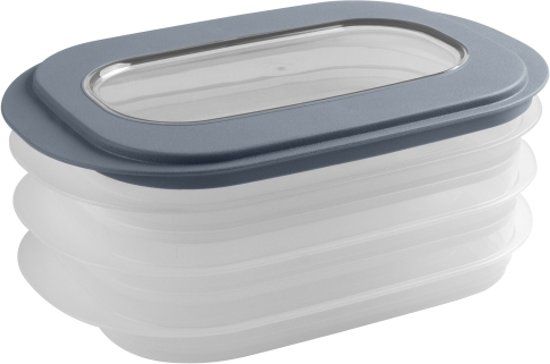 Sunware Sigma home Vleeswarendoos - 3 niveau's/schaaltjes - blauwgrijs
