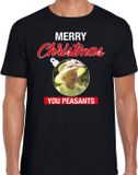 Bellatio Decorations Queen/koningin Elizabeth II Merry Christmas peasants fout Kerst shirt - zwart - dames - Kerst t-shirt / Kerst outfit XL