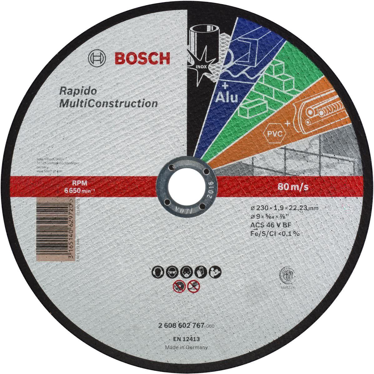 Bosch Doorslijpschijf Rapido MultiConstruction 230x1,9x22,23