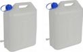 Merkloos / Sans marque Edco Eindhoven Bv Jerrycan voor water met kraantje - 2x - 10 liter - waterjerrycans / watertank - kunststof - camping