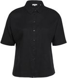 s.Oliver Vrouwen Blouse met korte mouwen in een zachte linnenmix - Zwart - Maat 50