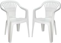 Pro Garden tuinstoel Maggiore - 2x - wit - kunststof - 56 x 55 x 81 cm - bijzet stoelen - stapelbare tuinstoelen - buiten