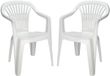 Pro Garden fauteuil Maggiore - 2x - wit - kunststof - 56 x 55 x 81 cm - stoelen - stapelbare tuinstoelen - buiten