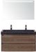 BES LED Dante Badmeubelset 100 cm - Tabacco - Wastafel Hardsteen Wit Lucca 2 Kraangaten met Sence Spiegel
