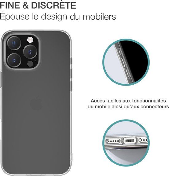 Bigben Connected, Hoesje geschikt voor iPhone 16 Pro - Flexibel SiliSoft Anti-Vergeling, Transparant