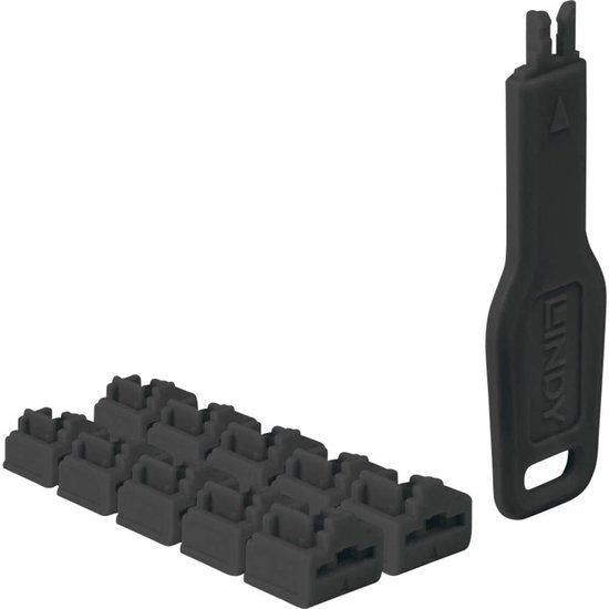 LINDY 47891 RJ-45 poortsloten + sleutel Zwart