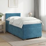 vidaXL Boxspringbed met matras Donkerblauw 100 x 200 cm Fluweel