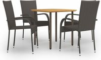 vidaXL 5-delige Tuinset Poly Rattan Bruin