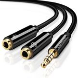 Ugreen - Hoofdtelefoonsplitter - Mini-jack 3,5 mm - 2x Mini-jack 3,5 mm (Microfoon + Stereo-uitgang) - Zwart - AV141