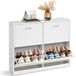 Vasagle Schoenenkast met 4 deuren, schoenenrek, schoenenopbergruimte, verstelbare verdeler, voor 16-28 paar schoenen, gang, 24 x 105,5 x 82,7 cm, Sneeuwwit LBC035W01