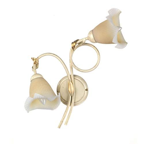 ONLI wandlamp 2 lampen metaal Ivoor goud Plissé schaduw Amber