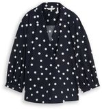 Tom Tailor Wijdvallende wikkelblouse navy big dot design