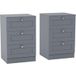 Altino Table de chevet 3 tiroirs, commode de nuit, chambre, set de 2, 62x40x36cm, gris