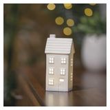 EMOS - Keramische led-hoogbouw met warm wit licht, 1 x knoopcel en timer - luchtig winterhuis werkt op batterijen, 1x CR2032 inbegrepen - timer voor automatisch inschakelen 6/18 uur - wit