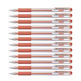 Pentel Gelpen met handvat en ronde punt, 0,6 mm, zwarte lijn, 0,3 mm, 12 stuks, bruin
