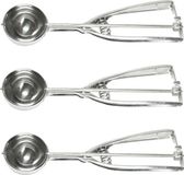 Sans marque Pince à glace - 3x pièces - pinces à boule de glace - pinces à glace - Inox - cuillère doseuse pour crème glacée à la cuillère