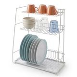 Metaltex 324344 ATOLL afdruiprek, 3 etages, gelamineerde draad, LDPE, wit, 42 x 22 x 50 cm