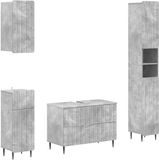 vidaXL - 4-delige - Badkamerkast - Set - ZWOLLE - Betongrijs - Bewerkt - hout