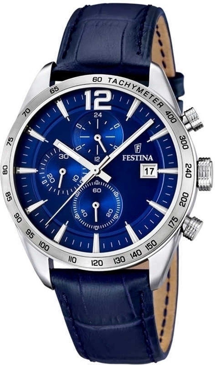 Festina F 16760/3 Chronograaf Horloge Staal Zilverkleurig Ã 43 - Blauw
