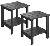 Adirondack table d'appoint - Set de 2 tables de jardin, 45x38 cm - 2 niveaux - HDPE résistant aux intempéries - Utilisable sur terrasse, balcon, piscine - Noir