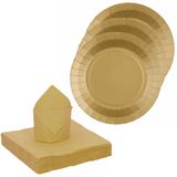 Santex feest/verjaardag servies set - 20x bordjes/25x servetten - goud - karton