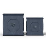 Kante Leeuwenkop vierkante betonnen plantenbak, set van 2, 30 en 30 cm, grote plantenpot met drianage, moderne Engelse stijldecoratie voor huis, terras, tuin, antiek grijs