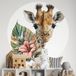 Girafe sticker mural rond / cercle enfants - diamètre 130 cm - adhésif + protection mate