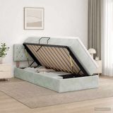 vidaXL Opbergbed met hoofdeinde Lichtgrijs 90 x 200 cm Fluweel