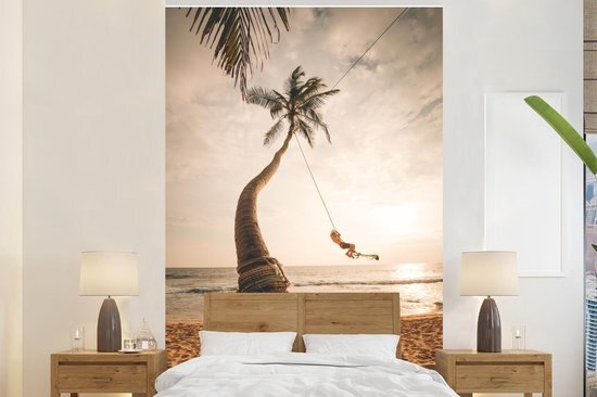 Nr1Wallpaper Behang - Fotobehang Strand - Schommel - Palmboom - Breedte 180 cm x hoogte 280 cm