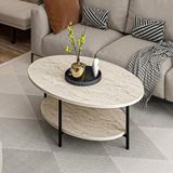 Hanah Home Houten salontafel "Elis" - 90 x 60 x 36 cm - Travertin
