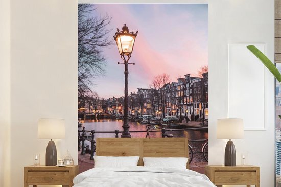 Nr1Wallpaper Behang - Fotobehang Amsterdam in de schemering - Breedte 200 cm x hoogte 300 cm