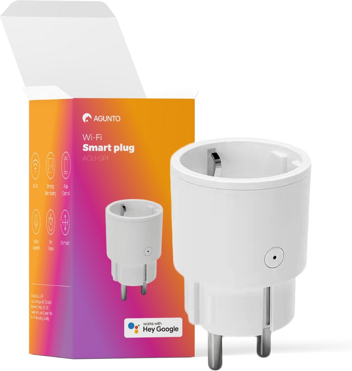 Agunto Smart Plug Slimme Stekker - Energieverbruik - Tijdschakelaar - Met app