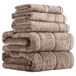 Lavish Home Luxe katoenen handdoekenset - sneldrogend, Zero Twist en zachte 6-delige set met 2 badhanddoeken, 2 handdoeken en 2 washandjes (taupe/zwart), 30 x 30 cm