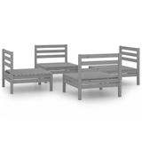 vidaXL 4-delige loungeset massief grenenhout grijs