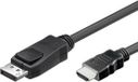 Alcasa DisplayPort - HDMI Kabel, 1m, Zwart
