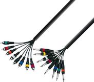 Adam Hall K3 L8 PC 0500 5m 8 x RCA 8 x 6.35mm TRS Zwart audio kabel